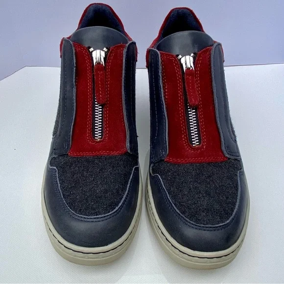Earth, mid-top, leather & fabric sneaker, Zane navy & red, women’s size 8.5 - Picture 6 of 16